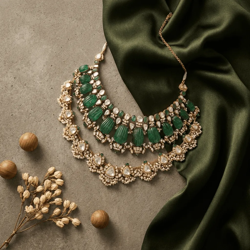 AI-generated necklace jewellery catalog image — style 6