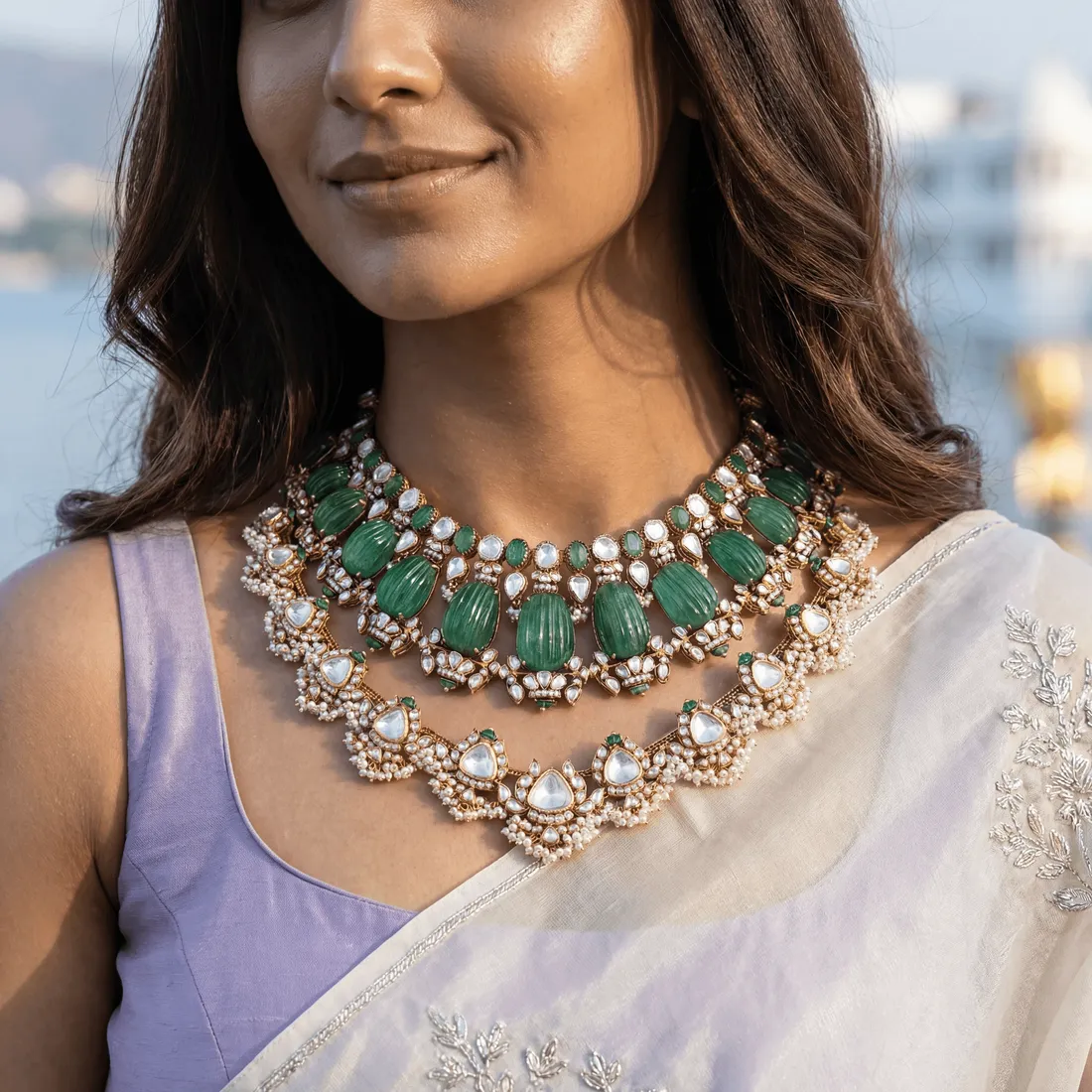 AI-generated necklace jewellery catalog image — style 3