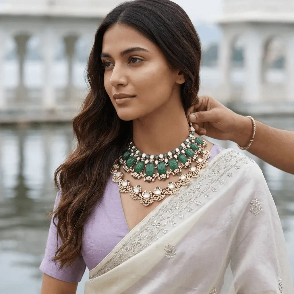 AI-generated necklace jewellery catalog image — style 1